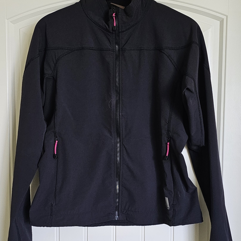 Eddie Bauer Black and Pink Utility Jacket with Stand-Up Collar